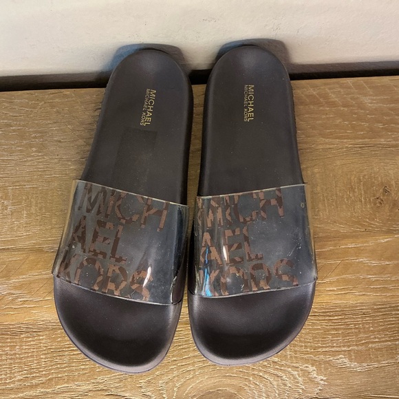 MICHAEL Michael Kors Gilmore Logo Print PVC Slide Sandal Womens  Size 9.5